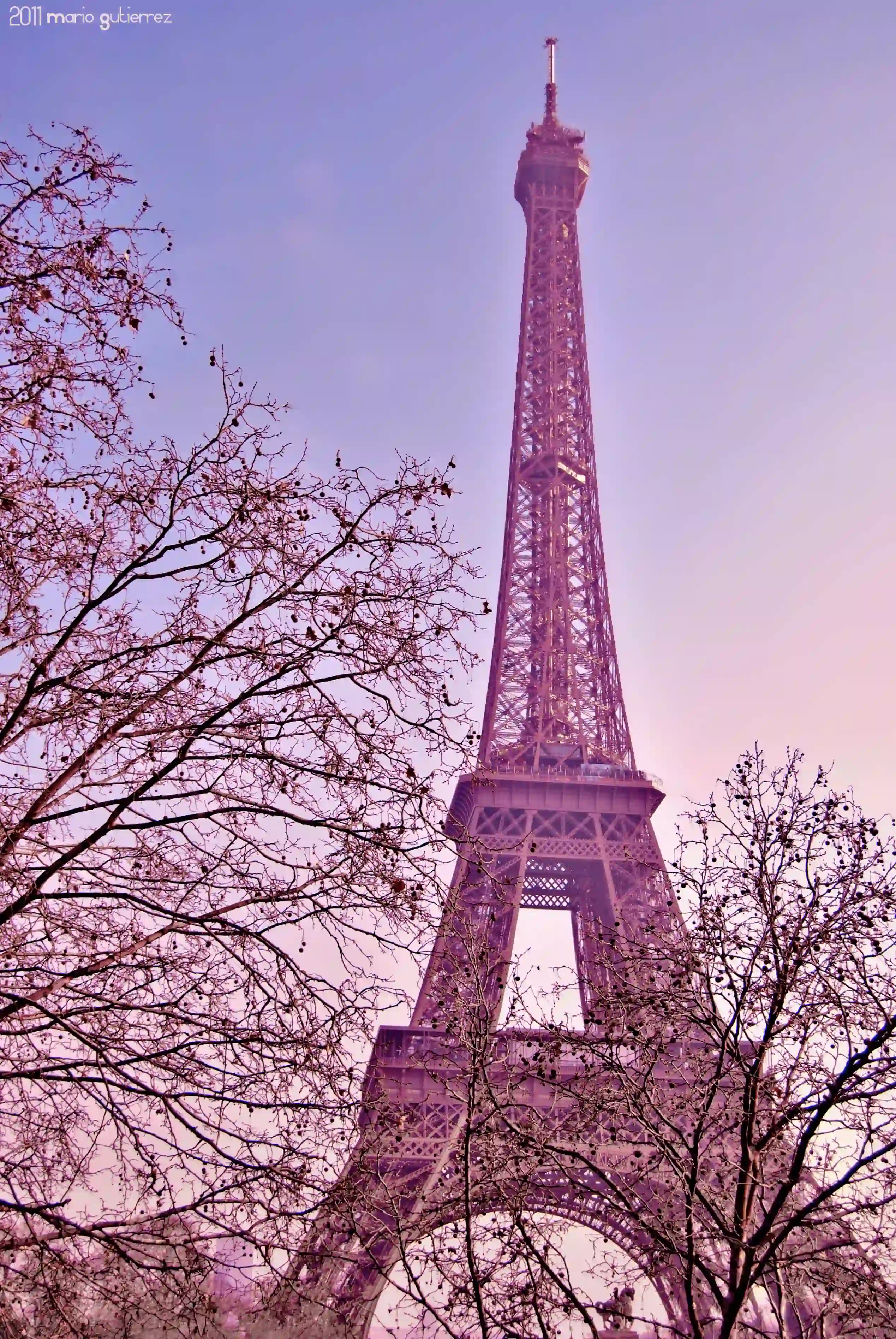 At sunset, March 2011. Eiffel Tower in Paris, France.